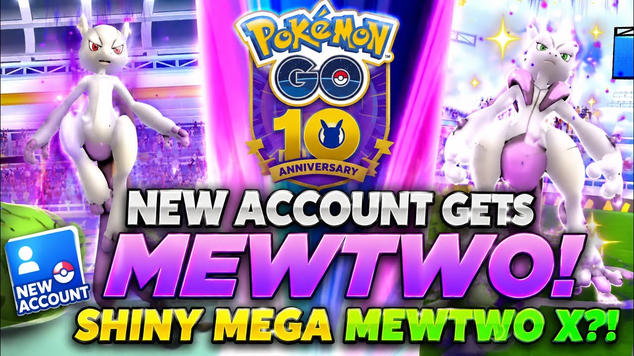 Pokémon GO 10th Anniversary! NEW Account Gets Mewtwo & SHINY Mega Mewtwo X?! 🤯 background