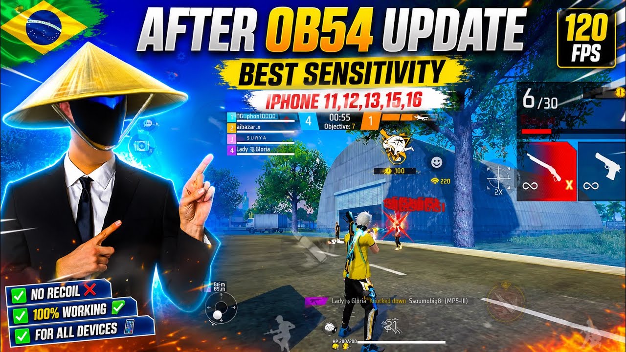 Free Fire Headshot Setting After OB54 Update ⚡ Best Sensitivity Settings (iPhone 11,12,13,15,16) background
