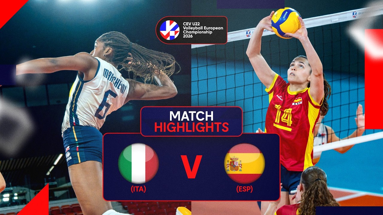 Highlights | Italy vs. Spain | CEV U/22 Volleyball European Championship 2026 | Women background