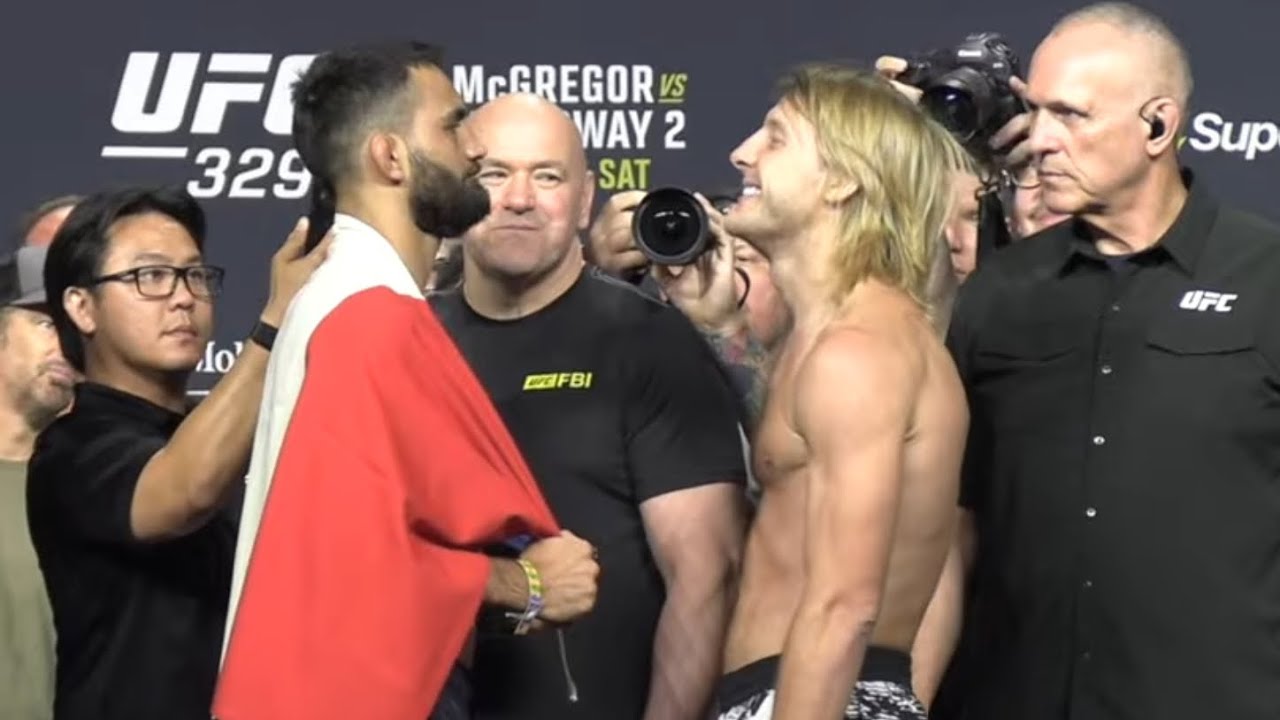 Paddy Pimblett vs Benoit Saint Denis FINAL FACE-OFF | UFC 329 Ceremonial Weigh-Ins π₯ background