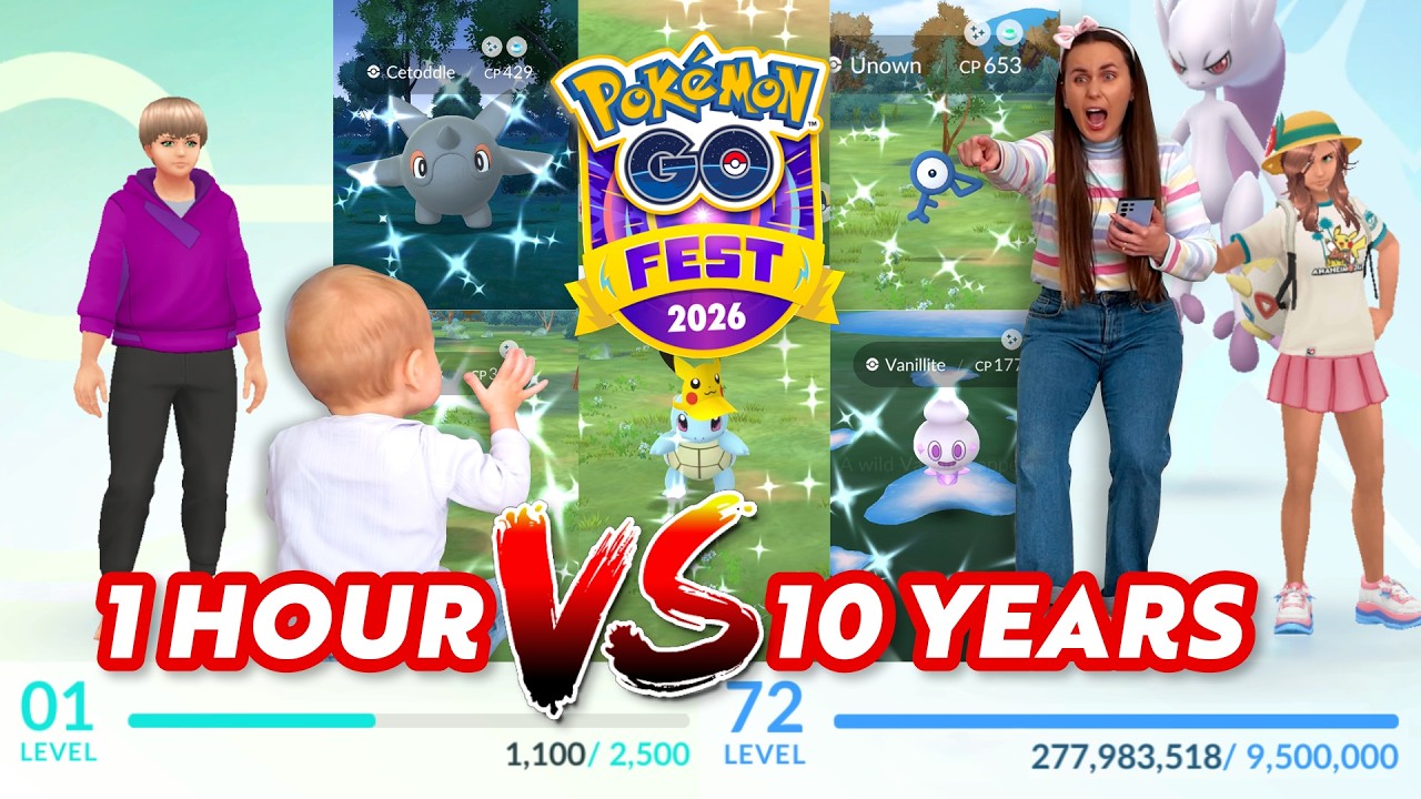 10 Year Player VS. NEW Account! Pokémon GO Fest Global 2026 background