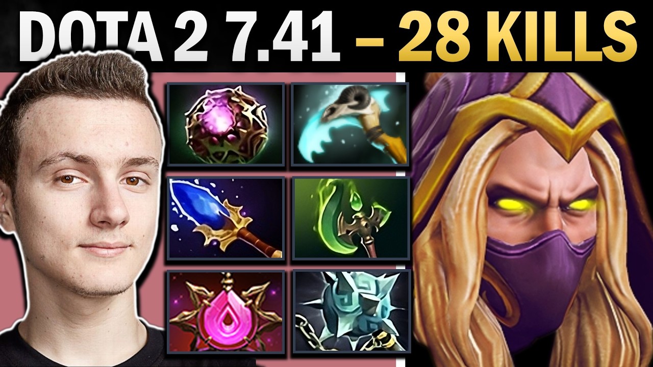 Invoker Dota 2 7.41 with 28 Kills and Enchaters - Dota Gameplay background