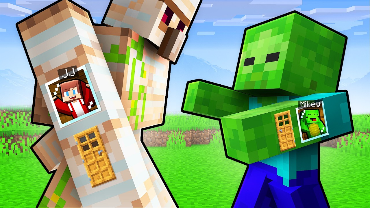 JJ & Mikey Built a House Inside MOBS in Minecraft! Maizen background