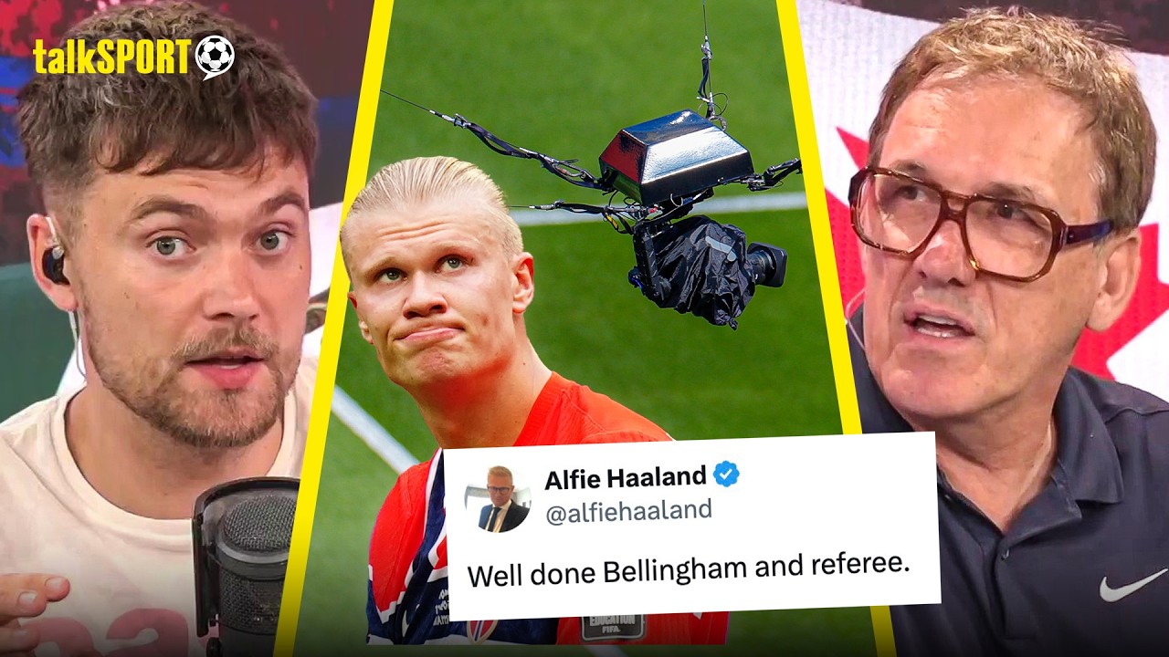 "A BIT OF KARMA!" talkSPORT REACT to Norway Claiming the ball HIT A WIRE before England goal! background