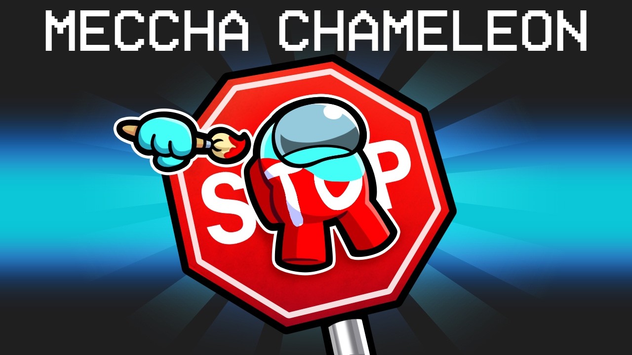 Meccha Chameleon in Among Us background