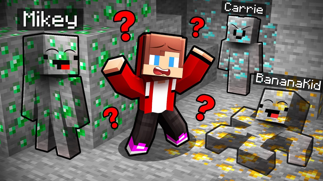 JJ and Mikey vs Friends: MINE CAMOUFLAGE HIDE-AND-SEEK in Minecraft... background