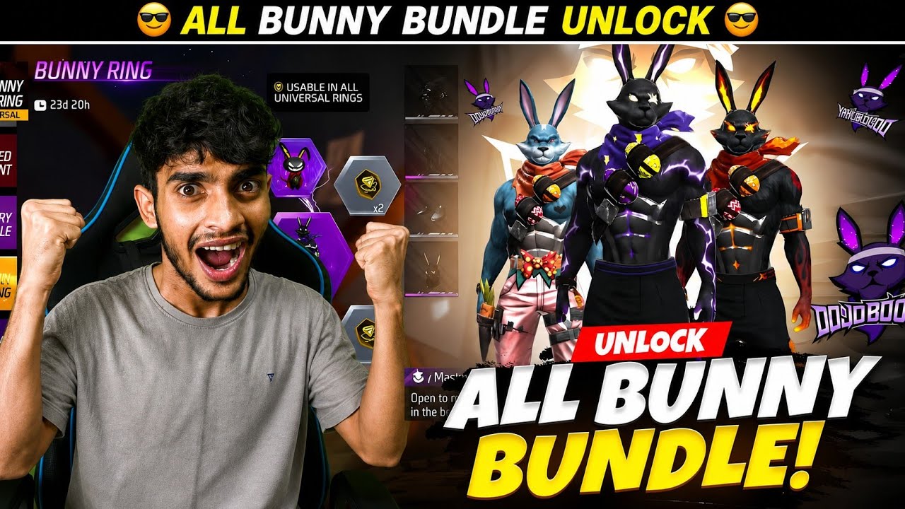 I GOT 3 BUNNY BUNDLES đ„ł Free Fire Max background
