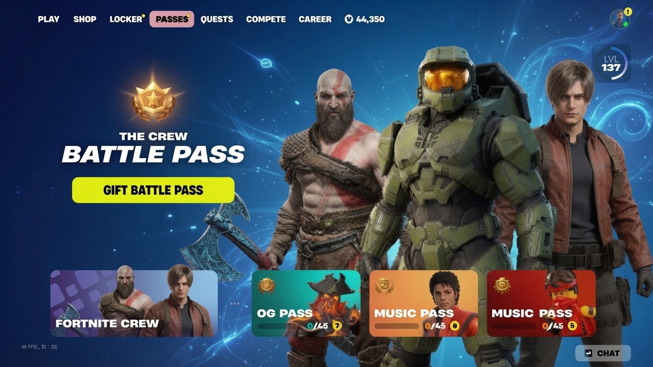 NEW MINI SEASON BATTLE PASS in Fortnite! (Kratos, Gaming Legends Skins, Rewards) background