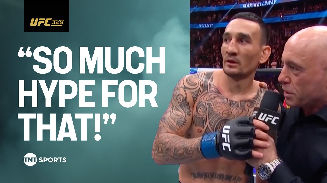 Max Holloway REACTS after Conor McGregor blows out knee in first-minute #UFC329 backdrop