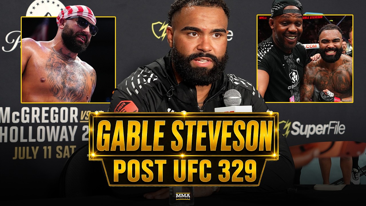 Gable Steveson RESPONDS To Josh Hokit & Bo Nickal After UFC 329 Win | MMA Fighting background