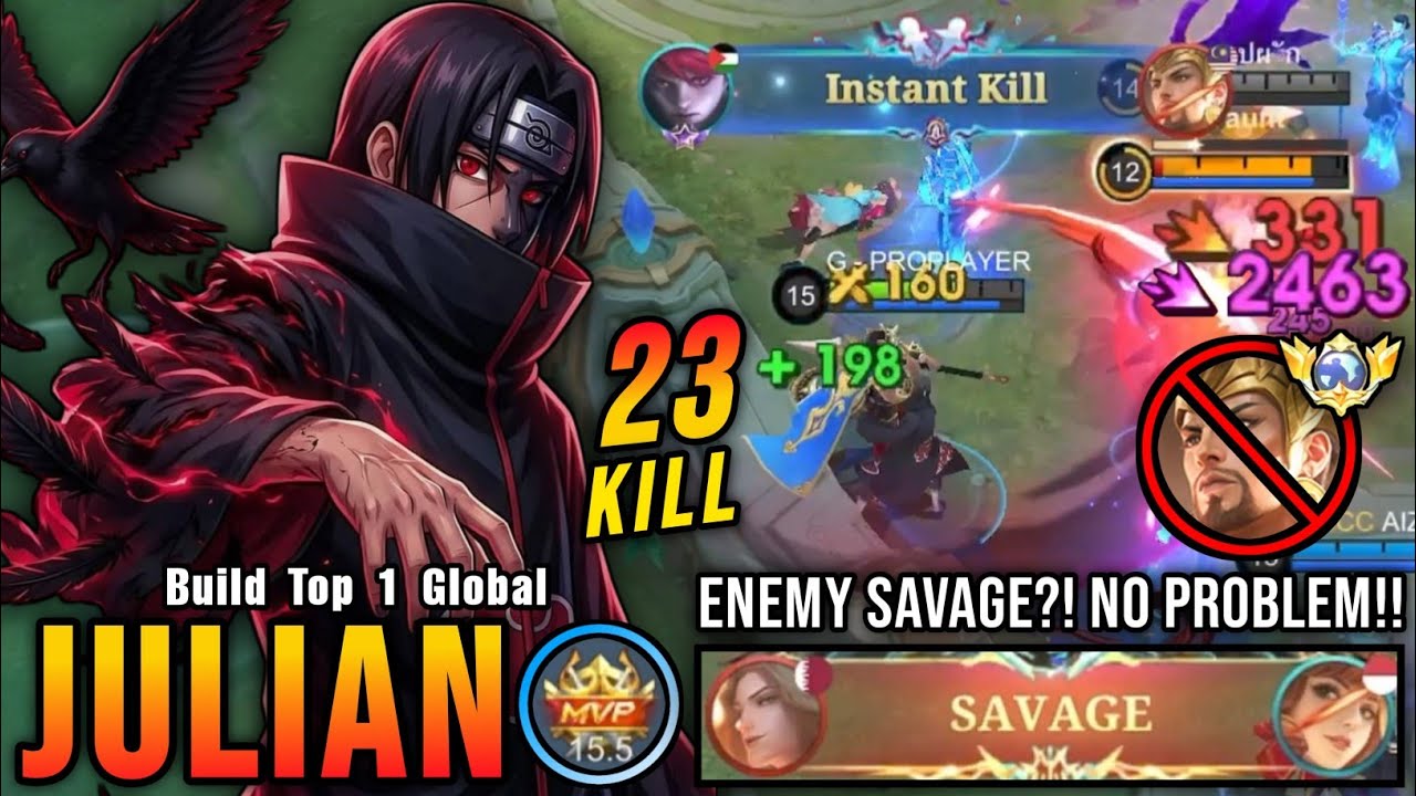 Enemy SAVAGE?! No Problem!! Julian VS Top Global Minsitthar!! - Build Top 1 Global Julian ~ MLBB background