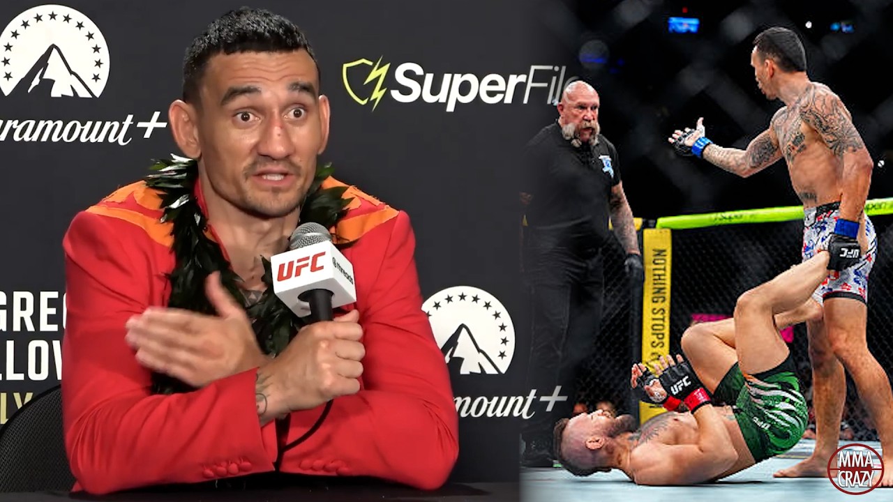 Max Holloway "I ain't tryna beat up a WOUNDED DOG" reveals what he told the referee at UFC 329 background