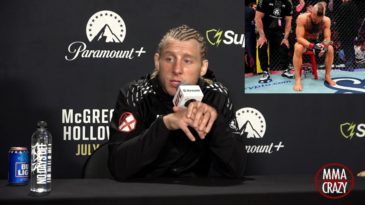 Paddy Pimblett Reacts to Conor McGregor knee injury at UFC 329 backdrop