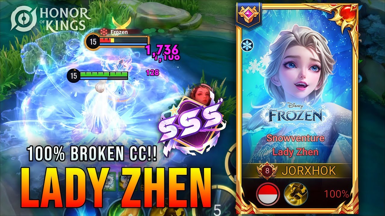 BROKEN CC!! Lady Zhen 16.0 SSS Rating Gameplay in Honor of Kings - Top Best Build background