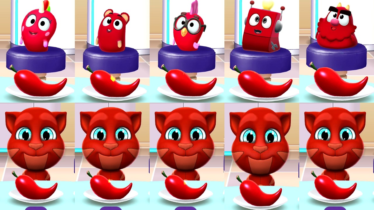 All 5 Buddies vs Tom2 | Flip vs Dot vs Squeak vs Sugar vs Gus My Talking Tom2 background