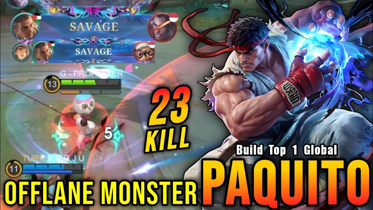 2x SAVAGE!! Paquito STREET FIGHTER Skin Offlane Monster!! - Build Top 1 Global Paquito ~ MLBB background