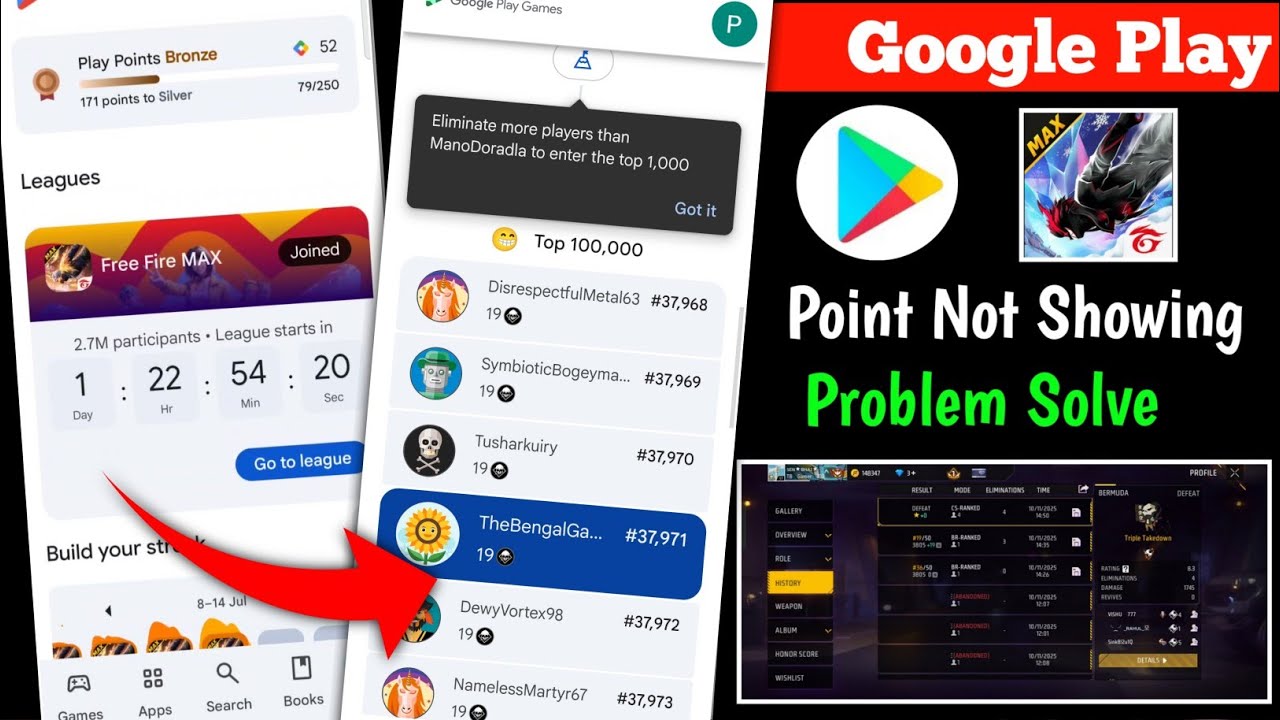 Free Fire League Event Point Not Showing π | Google Play Point New Event score not showing Problem background