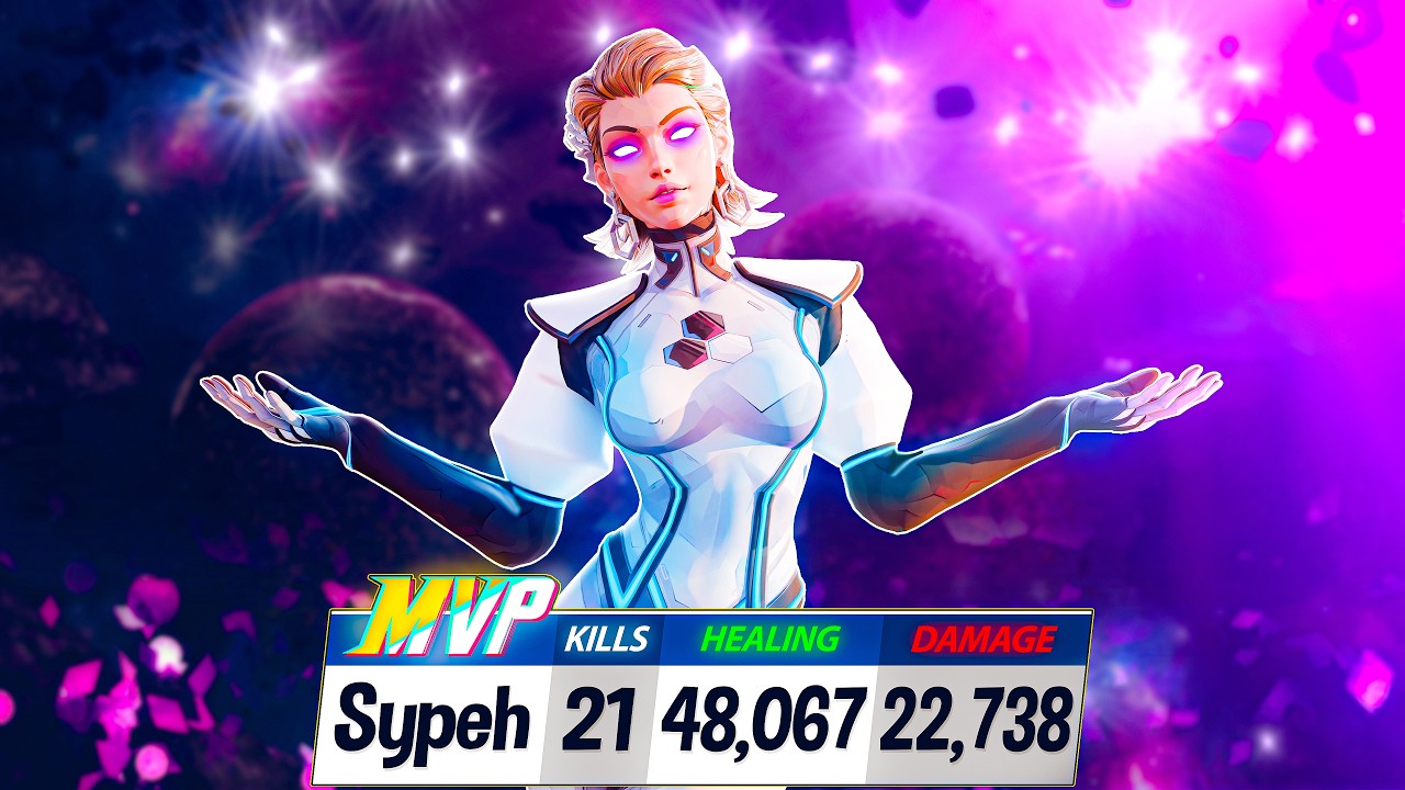 I had to swap to Invisible Woman to carry the game (48K HEALING & 23K DMG) | Marvel Rivals background