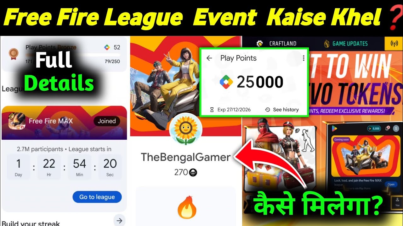 Free Fire MAX League Kaise Khele đ€â | Google Play Point New Event score not showing Problem Solve background