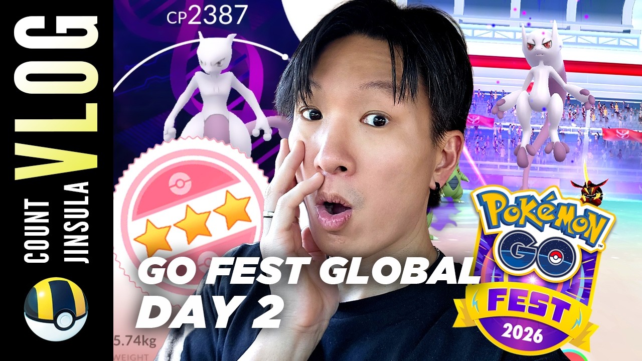MY LUCK WAS INSANE!! Catching SHINY AND HUNDO MEWTWO During Pokémon GO Fest: Global 2026 Day 2!! background