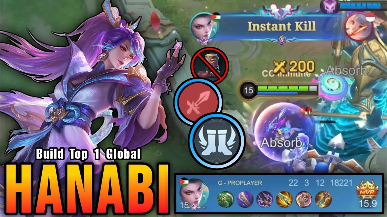 22 Kills!! No Boots Hanabi Instant Delete Enemies!! - Build Top 1 Global Hanabi ~ MLBB background