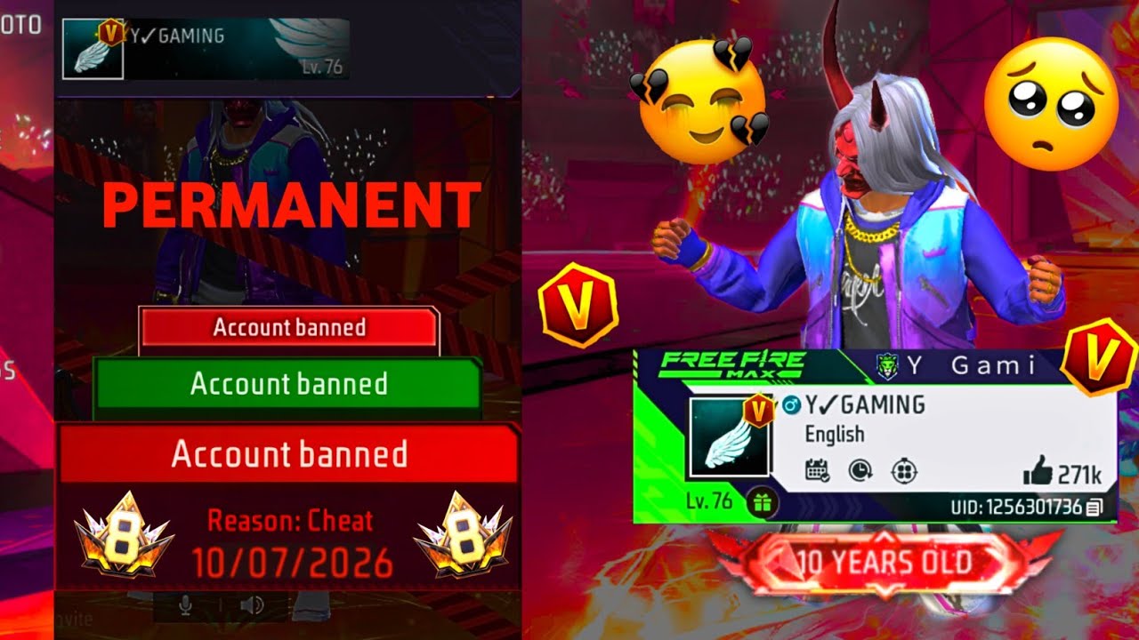 SAB KUCH KHATAM 💔😭 Y GAMING Ki 🥺💔 ID PERMANENT BAN 😡 Quit Free Fire 😭😭😭 background