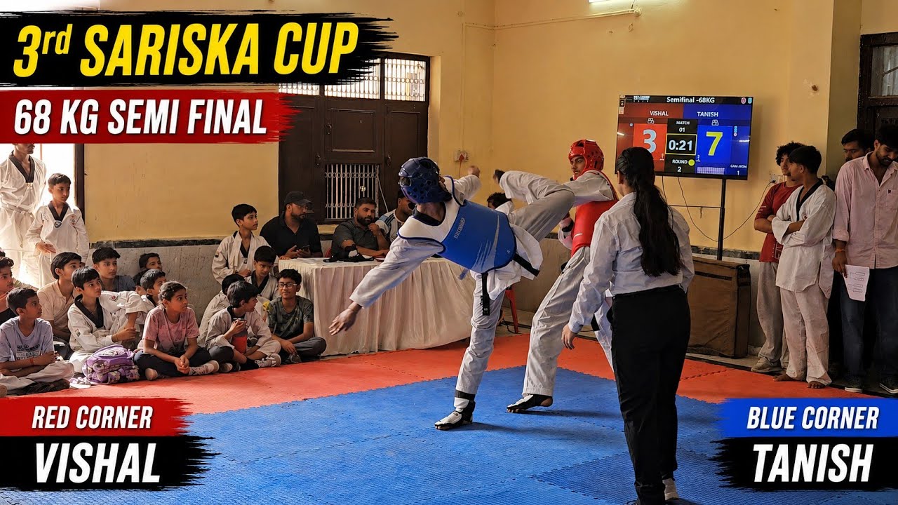 Tanish vs Vishal | 68KG Semi Final | 3rd Sariska Cup #Sariskacupalwar #taekwondofight background