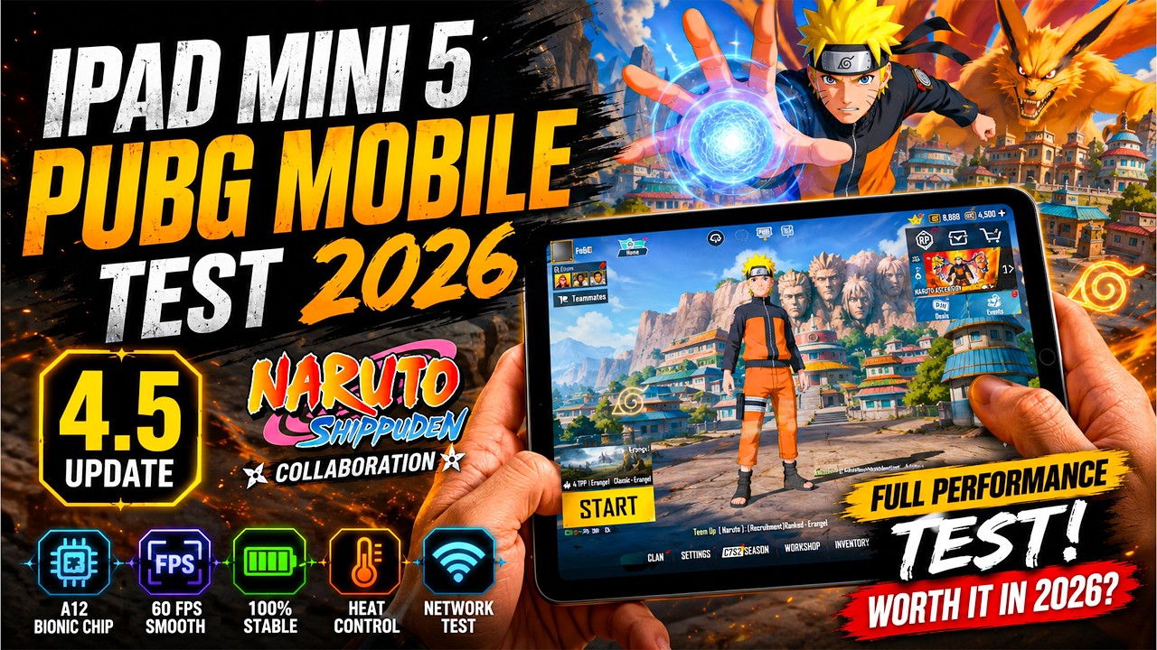 iPad Mini 5 PUBG MOBILE Test 2026 🔥 Update 4.5 Naruto Mode | Smooth + Extreme FPS? Full Review background