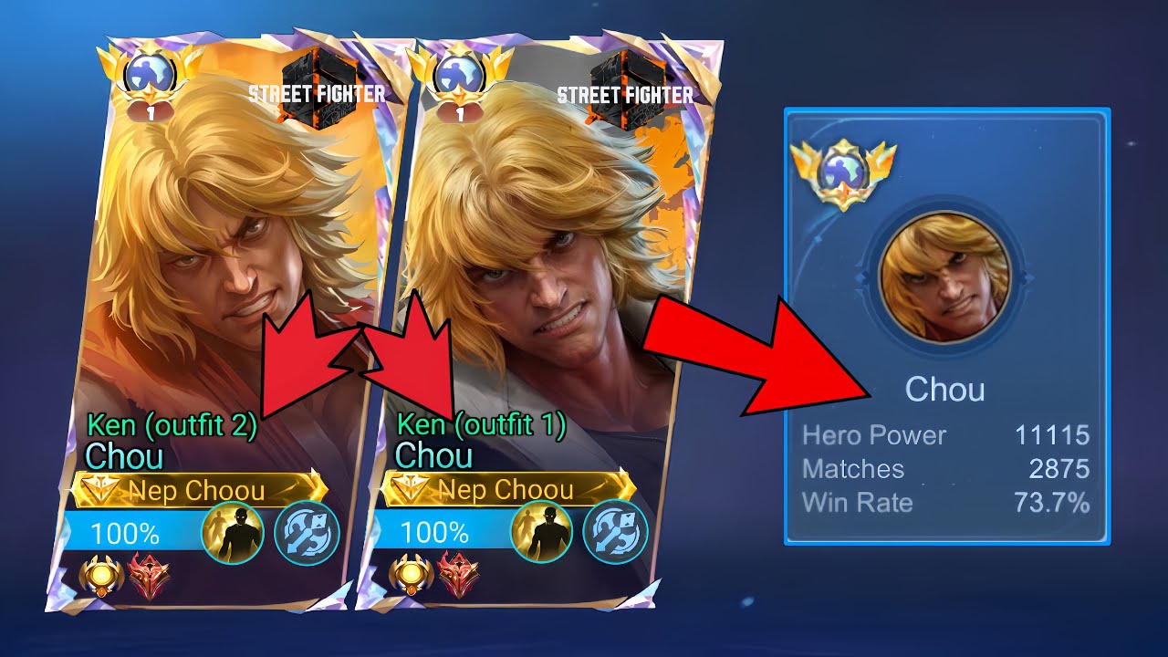 I TRY‘’STREET FIGHTER CHOU KEN’’OUTFITS 1 AND 2 WHICH BEST SKIN?? background