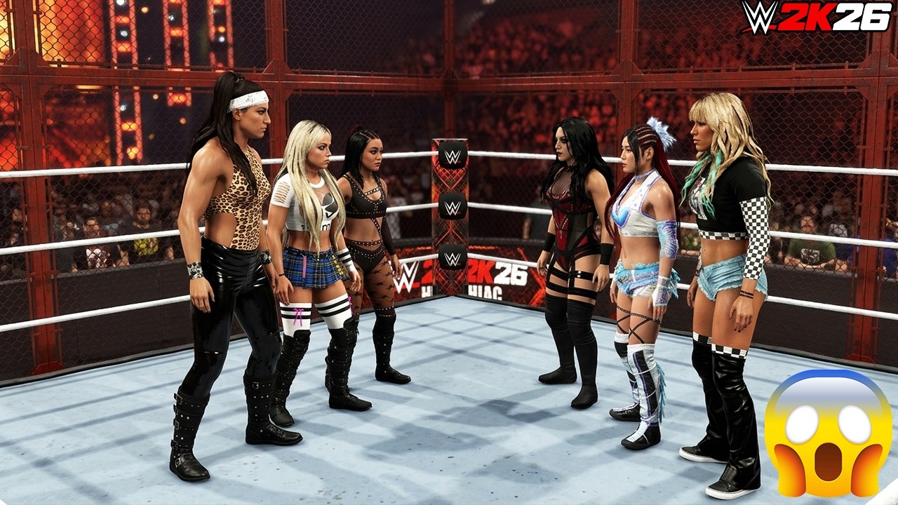 Liv Morgan, Raquel & Roxanne Perez vs Iyo Sky Stephanie Vaquer Sol Ruca | WWE 2K26 Gameplay Part 2 background