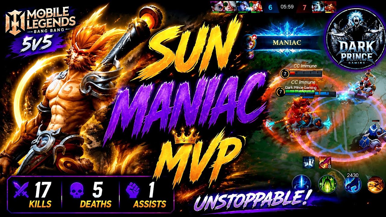 ๐ฅ SUN MANIAC Gameplay ๐ 17 Kills | MVP Victory | Mobile Legends: Bang Bang (MLBB) background