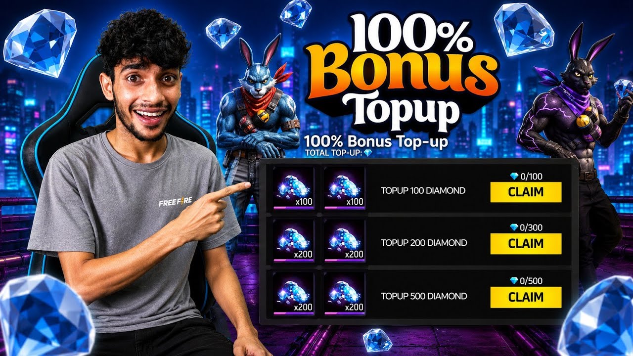 BUNNY 100% BONUS TOP UP ЁЯТО Free Fire Max background