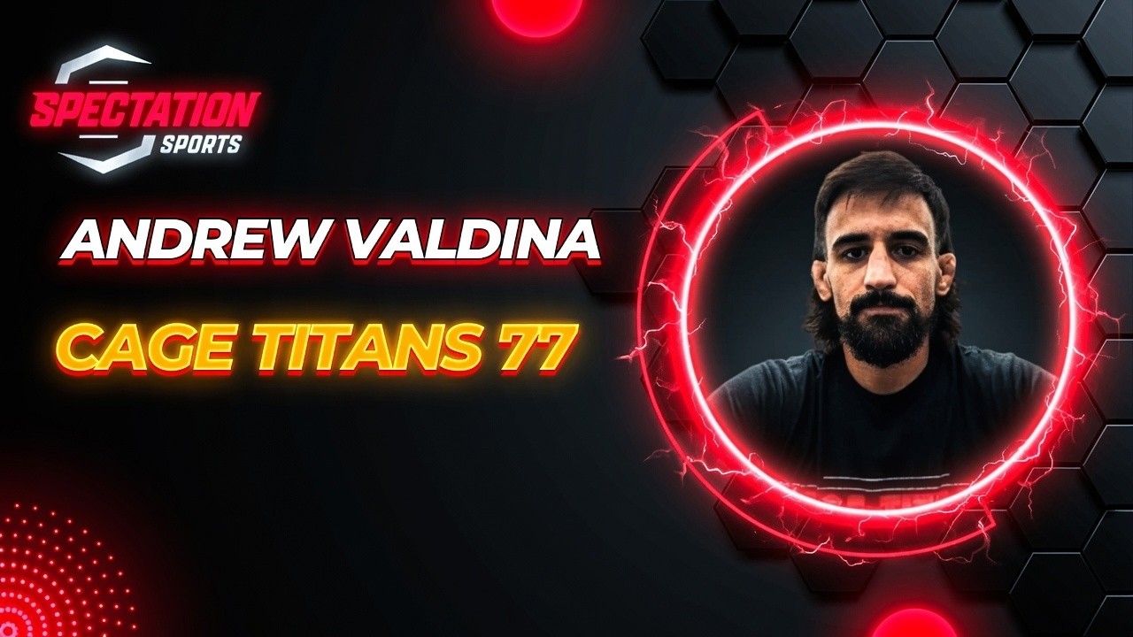 Andrew Valdina embraces pressure in Cage Titans 77 bout against Jordi Maya background