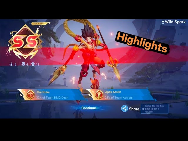 Wild spark (Nezha) gameplay highlights in honor of kings! #hok #honorofkings background