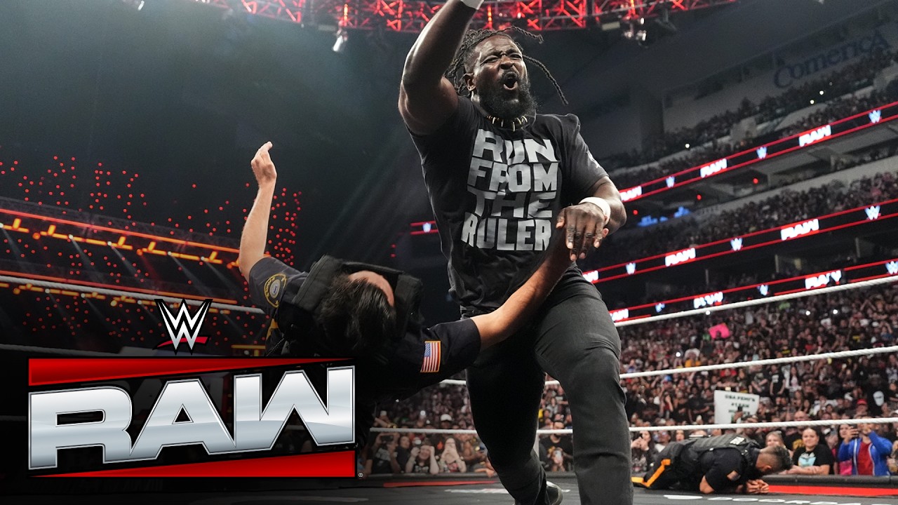Oba Femi ATTACKS the police in front of Brock Lesnar en route to Hell in a Cell: Raw highlights background