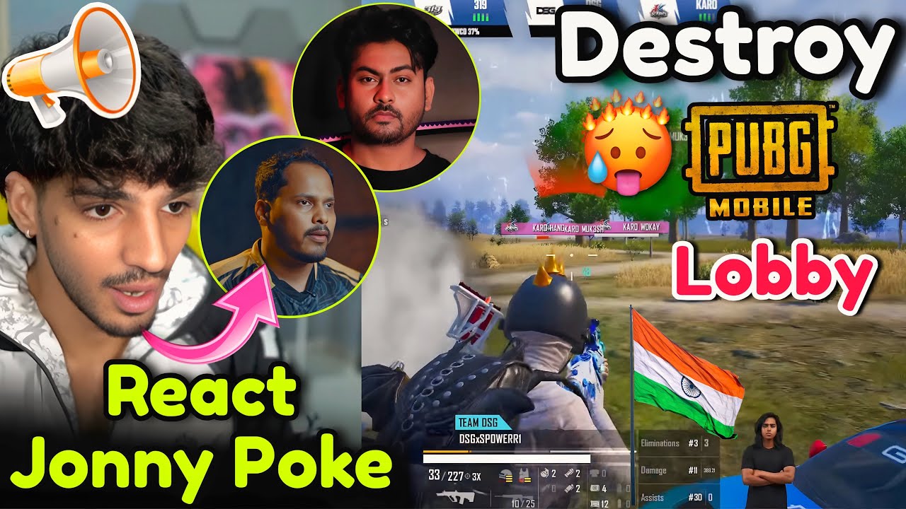 🇮🇳Zgod Announcement 📣 React on Kronten Poke Jonny🚨 GODL Destroy PUBG Lobby 💀🥶 Everyone Shocked 🤯 background