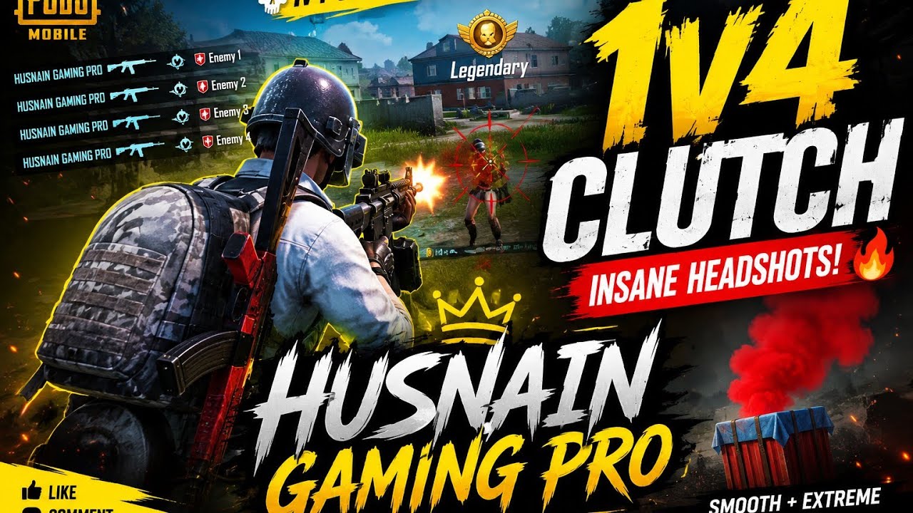 Title: ๐ฅ 1v4 Clutch + Insane Headshots | PUBG Mobile Montage 2026 ๐ฑ | Husnain Gaming pro background