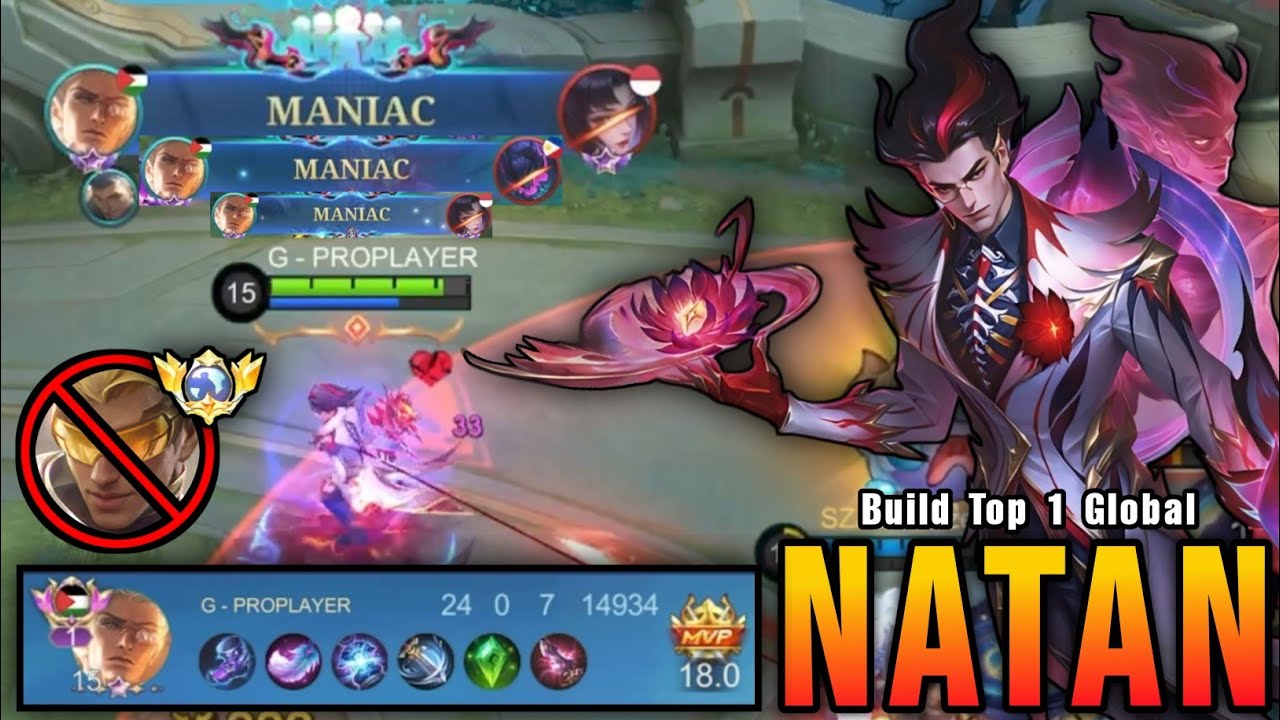 24 Kills + 3x MANIAC!! Natan VS Top Global Bruno!! - Build Top 1 Global Natan ~ MLBB background