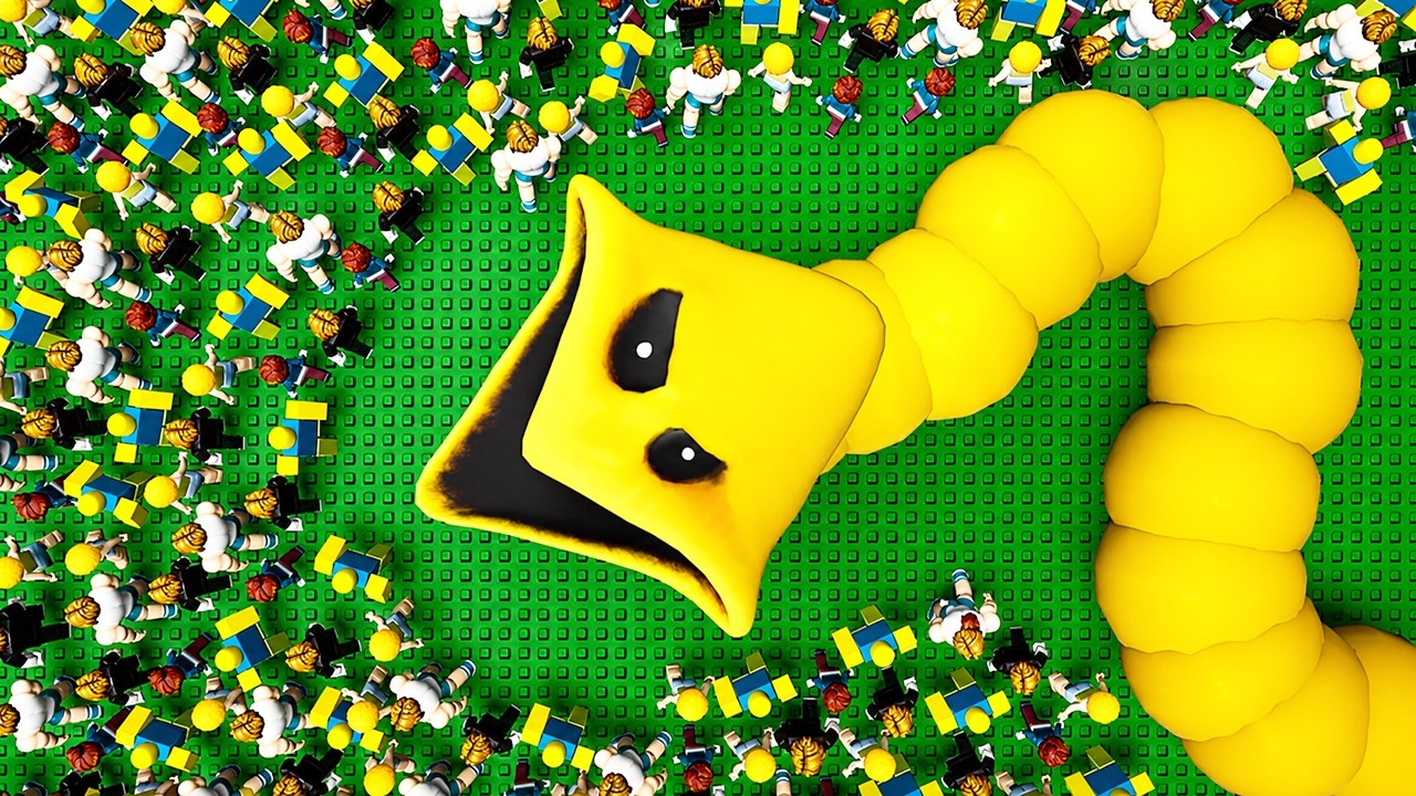 100 Players Enter Hungry Worm Snake Roblox background