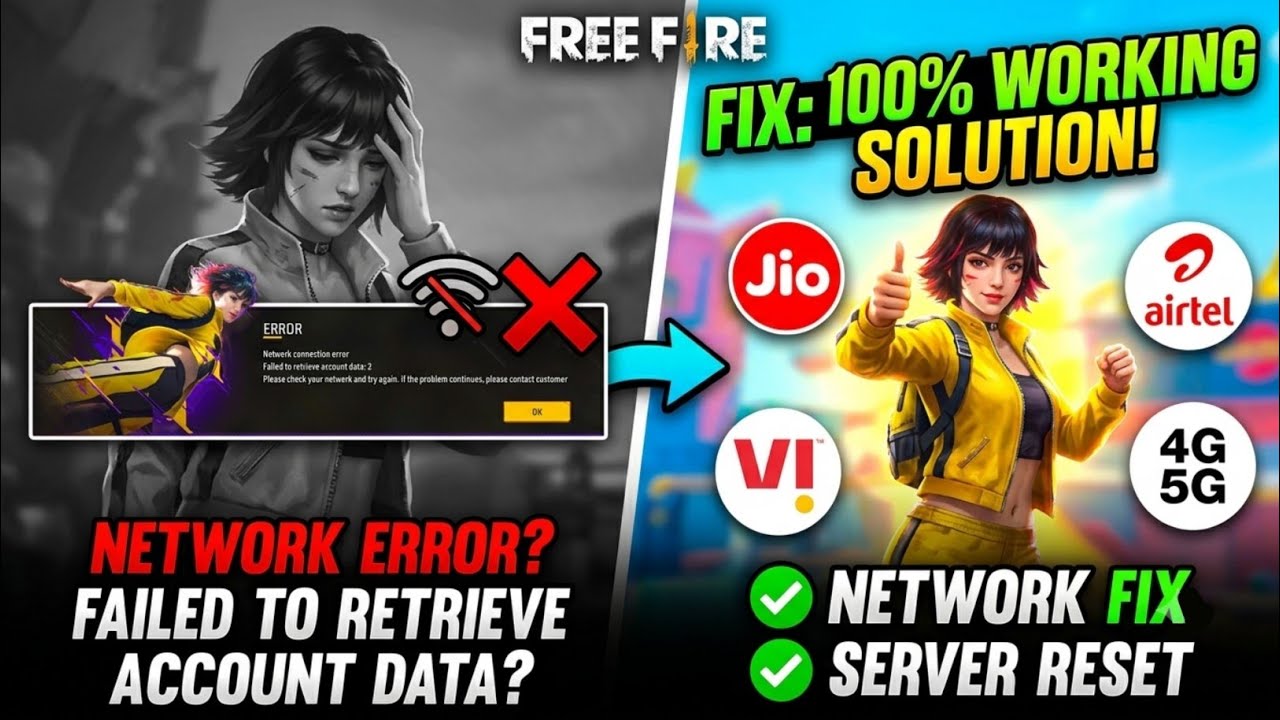 Free Fire Network Connection Error Failed To Retrieve | Network Connection Problem Solution Today FF background