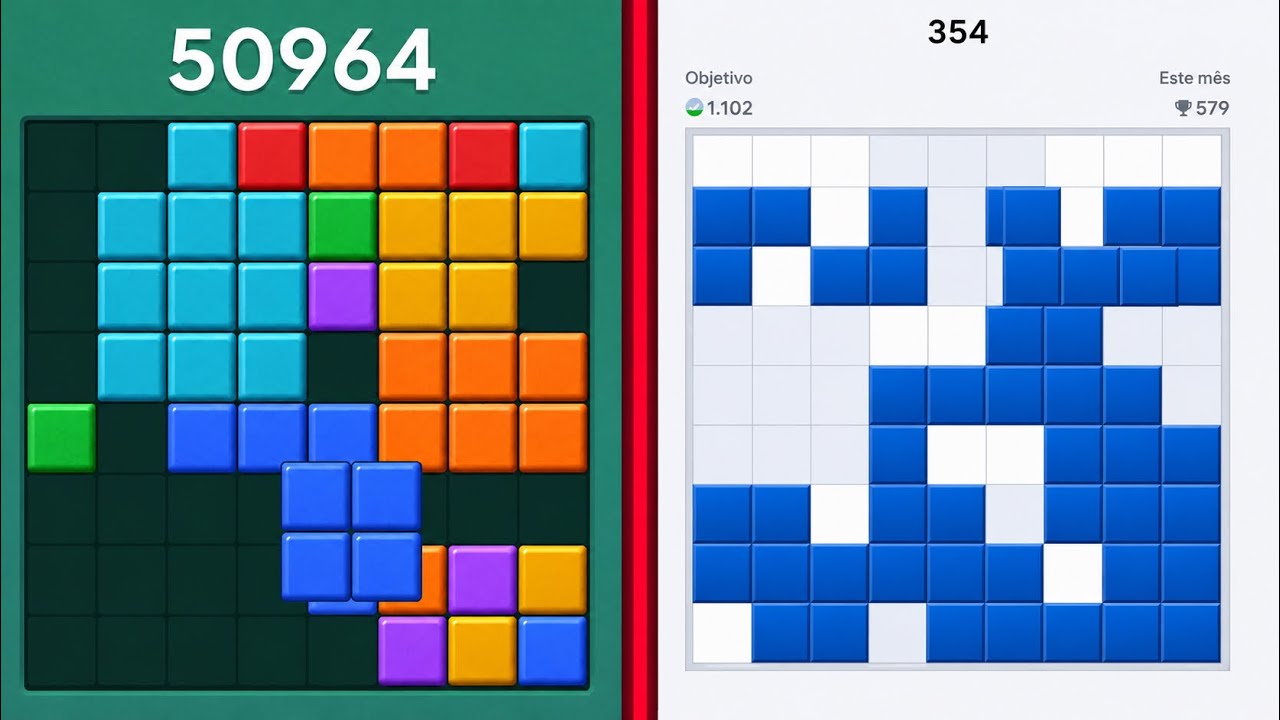 Block Blast Puzzle 🧩 VS Block Puzzle 📱 Android & iOS Satisfying Mobile Gameplay 🎮🔥 background