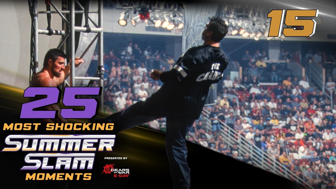 Shane McMahon’s terrifying fall off 30-foot scaffold: 25 Most Shocking SummerSlam Moments background