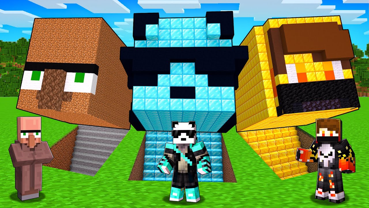 POOR vs RICH UNDERGROUND HEAD BASE BATTLE in Minecraft! background