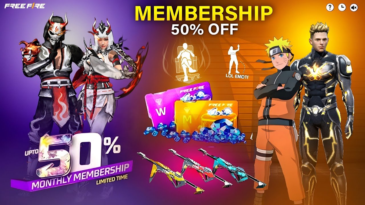 Monthly Membership 50% Off 🤯💥Poker Mp40 Return | Free Fire New Event l Ff New Even background