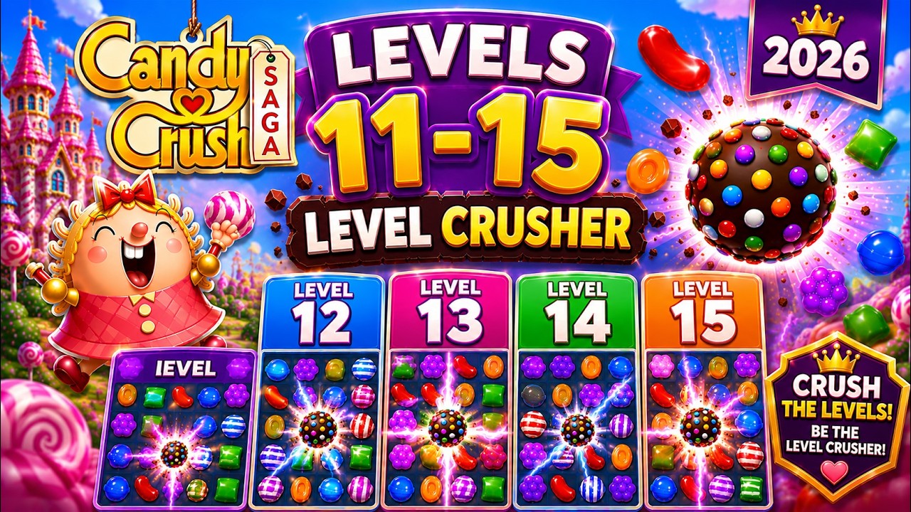 Candy Crush Saga Levels 11 - 15 Walkthrough | 3 Stars & No Boosters! ЁЯНмЁЯПЖ background