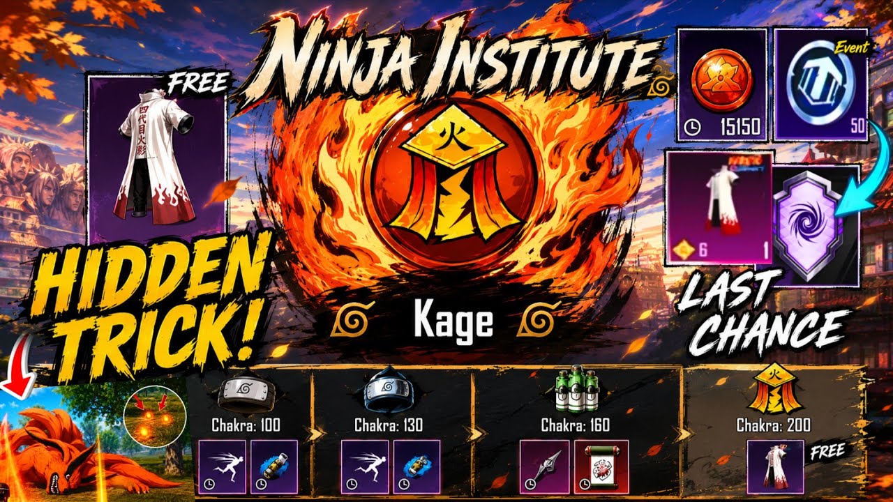 😱 99% Players Don't Know This ! Ninja Institute Complete Karne Ki Secret Trick 🔥 And Free Rewards background