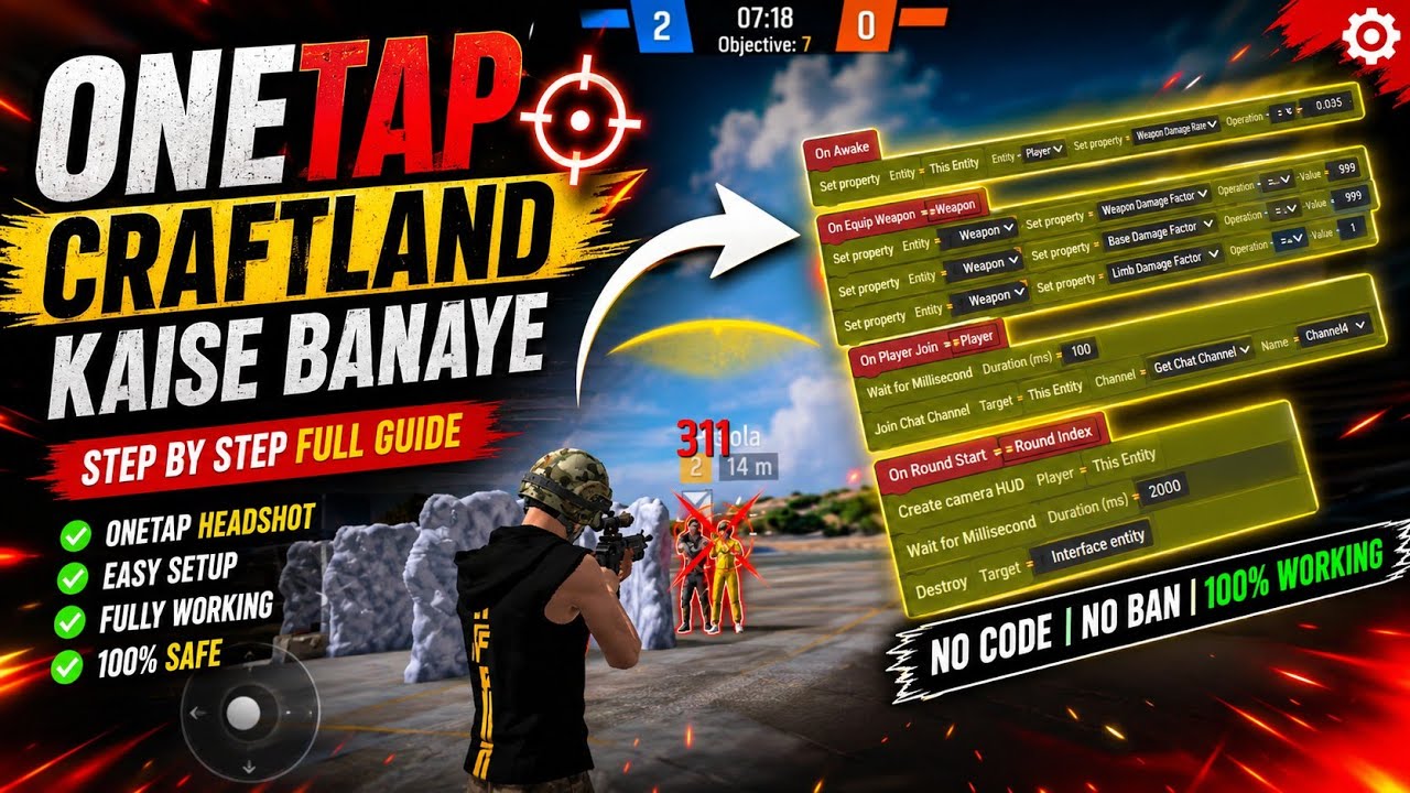 Free Fire Craftland One Tap Tutorial | 100% Working background