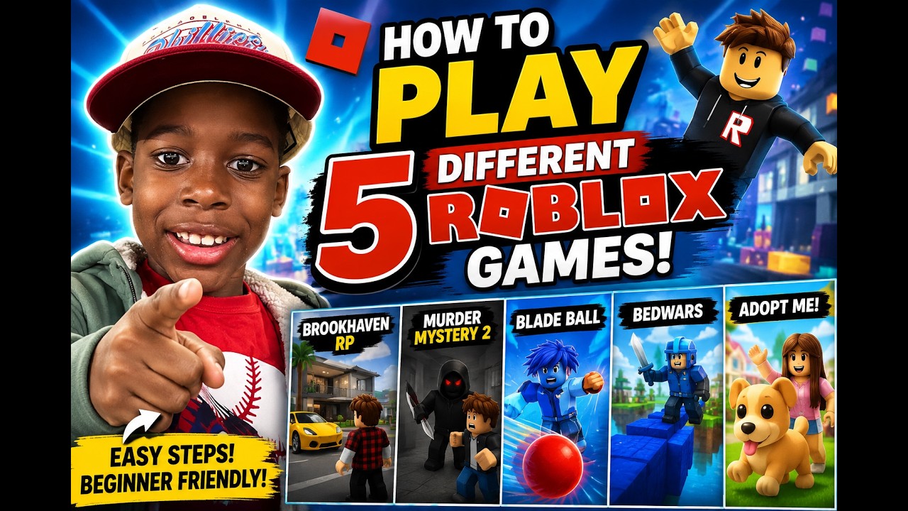 🎮 How to Play 5 Popular Roblox Games! (Beginner Guide) background