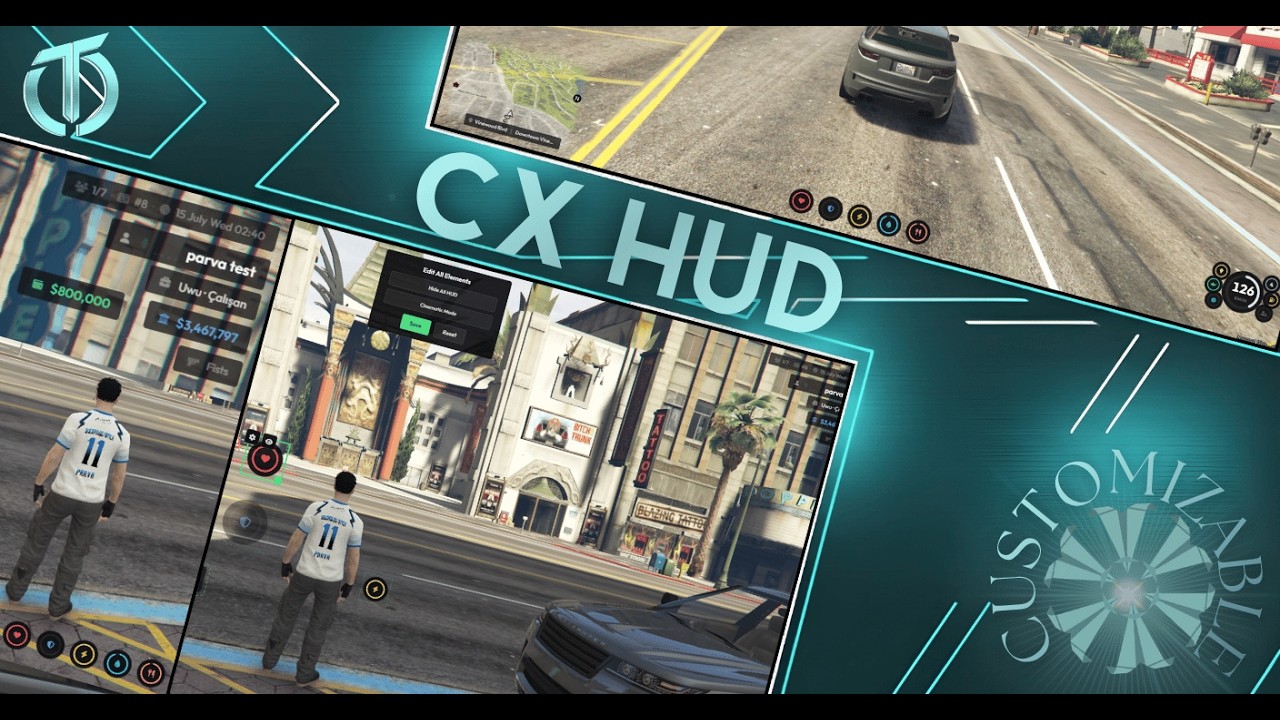 FiveM Custom HUD with Layout Editor | 0Tick CX HUD (QB / QBX / ESX) background