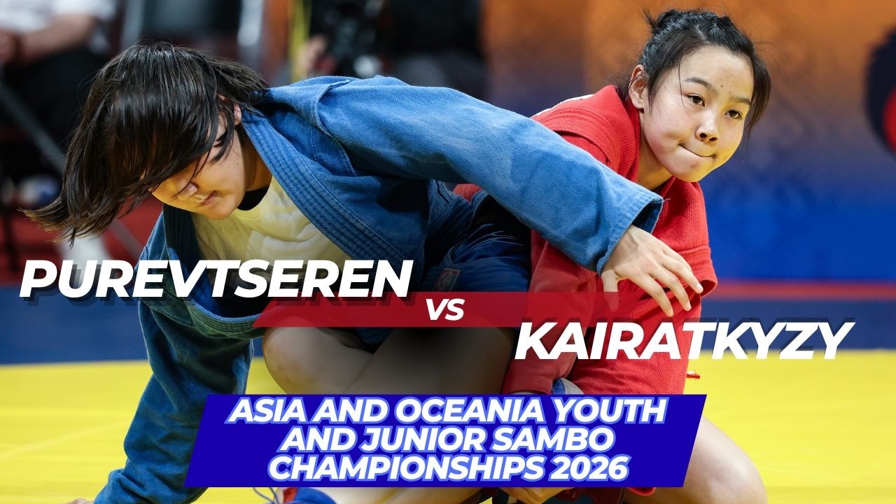 PUREVTSEREN (MGL) vs KAIRATKYZY (KAZ) - Asia and Oceania Youth and Junior SAMBO Championships 2026 background